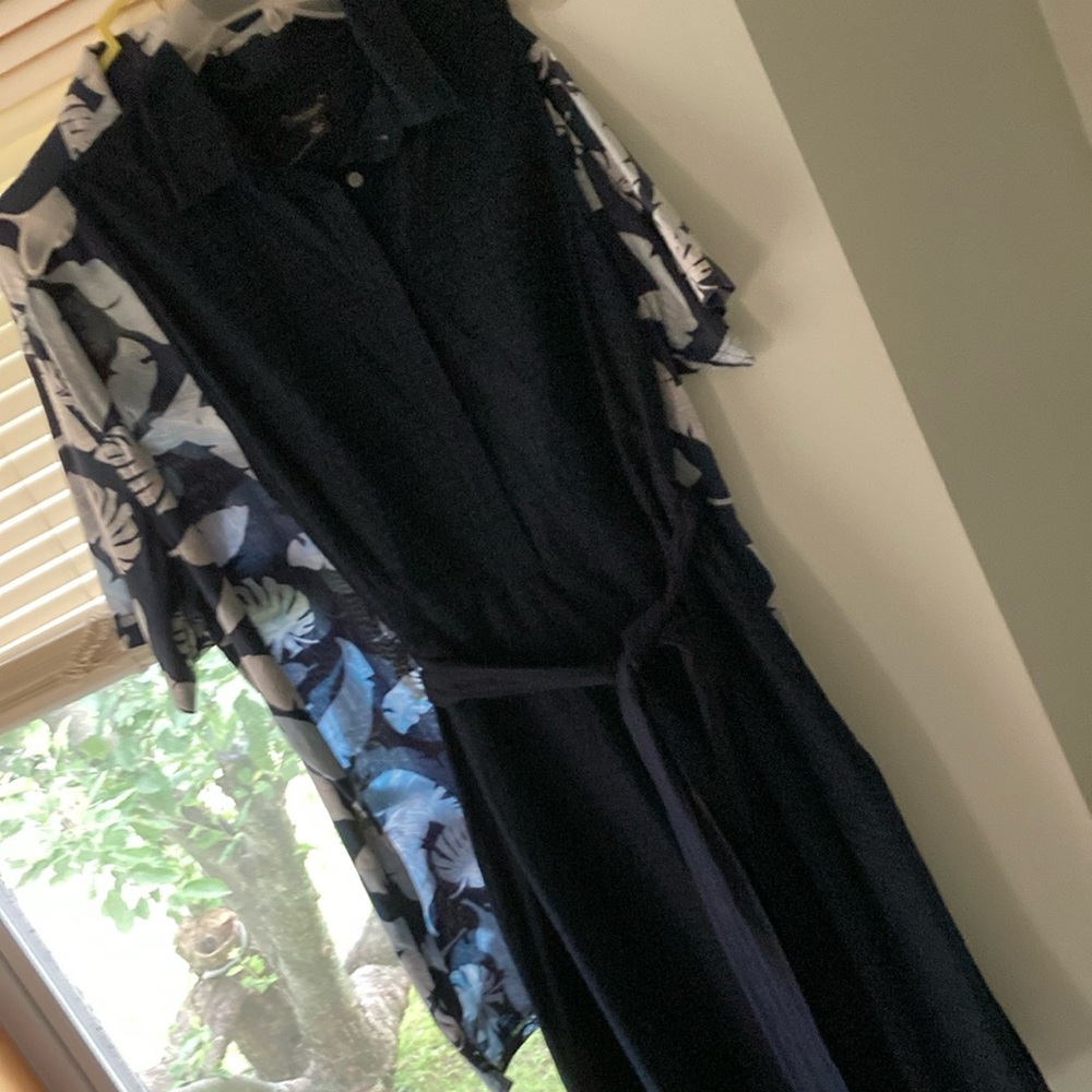Anne Taylor slvless navy blu cotton dress, sz14